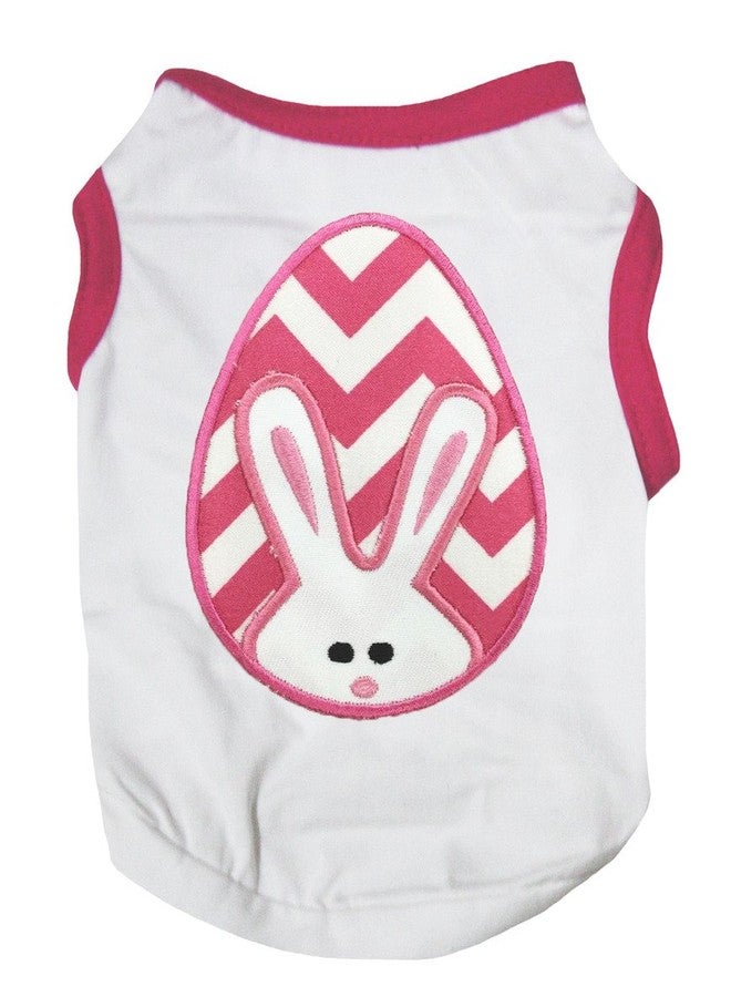 قميص جرو من بيتيبيللا بتصميم أرنب بيضة شيفرون (أبيض، متوسط)